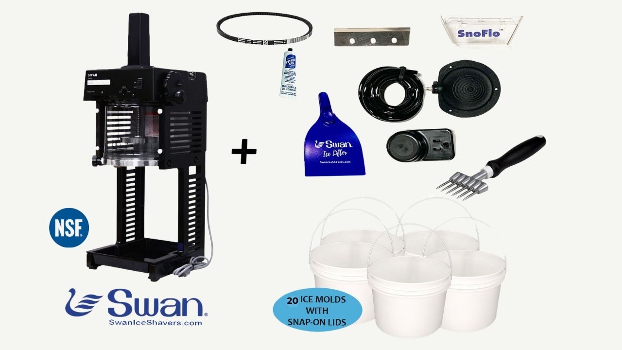 Swan PRO-150CBK Complete Ice Shaver Bundle