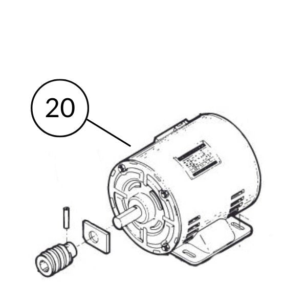 100-20 115v Motor for 100 E (includes starter, ss worm & rubber)
